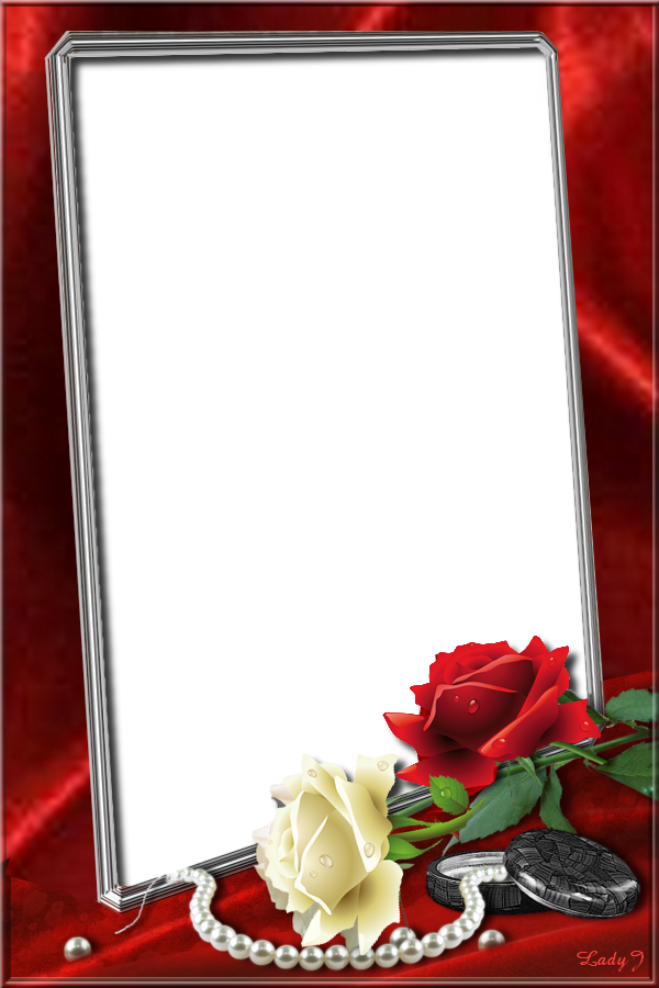 valentin napi képkeret, rózsákkal és ajándék ékszerrel